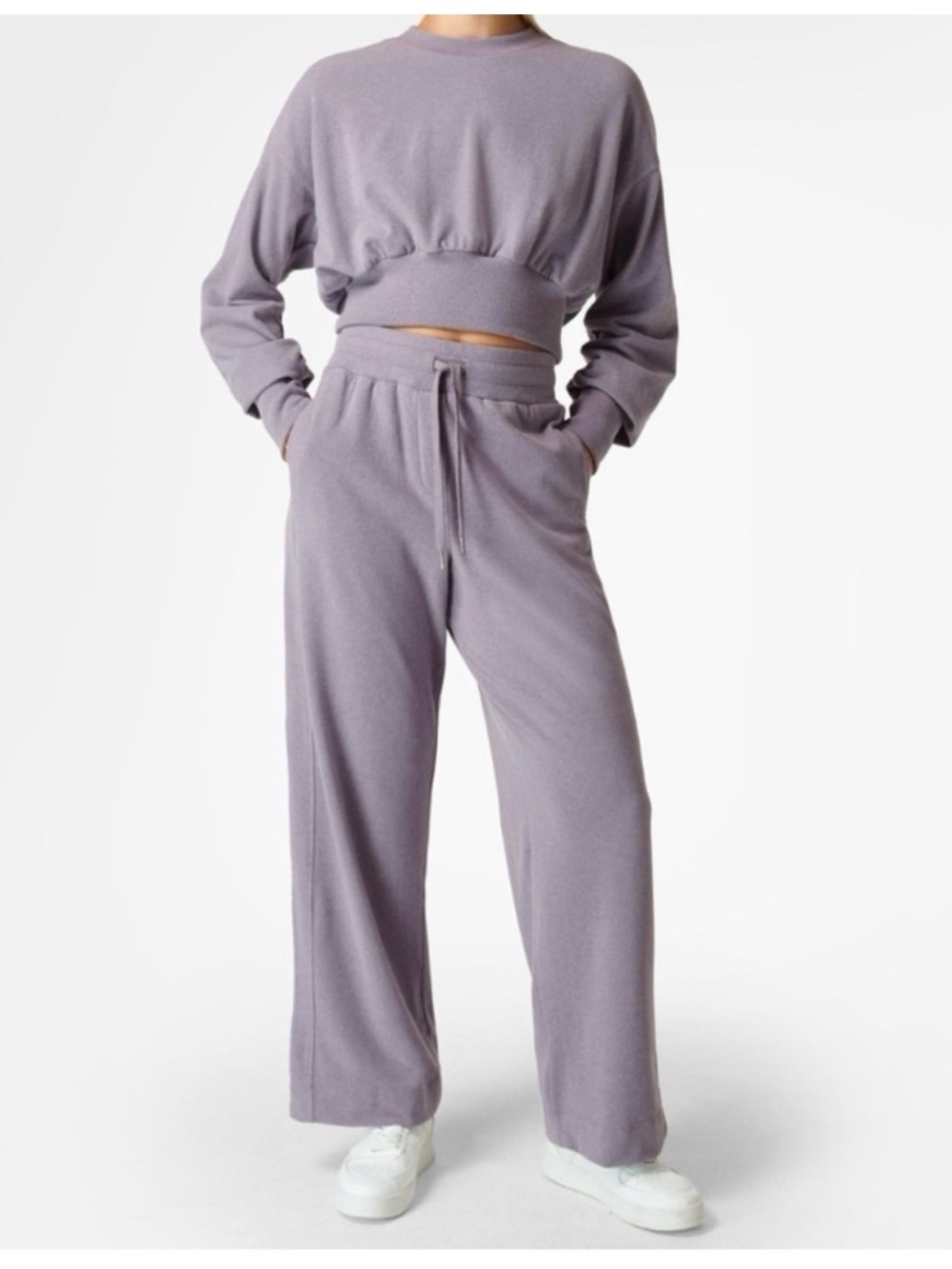 Sweaty Betty Twilight Purple Wide-Leg Luxe Fleece Pants